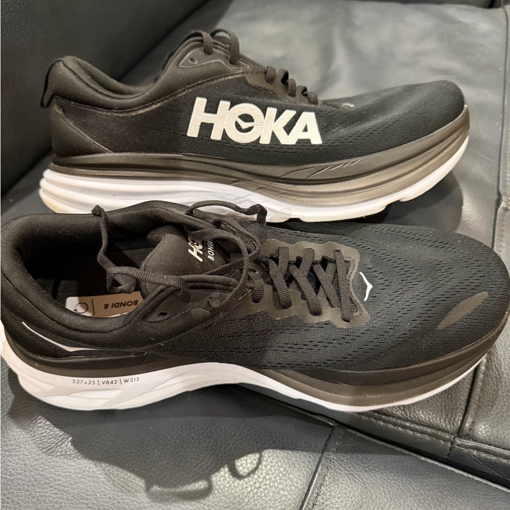 Mens Hoka Black and White Athletic Shoes Hard To Find 12.5 2E worn twice